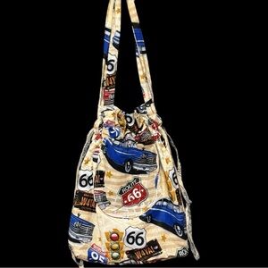 Handcrafted NEW Route 66 Cinch Tote Bag/Purse